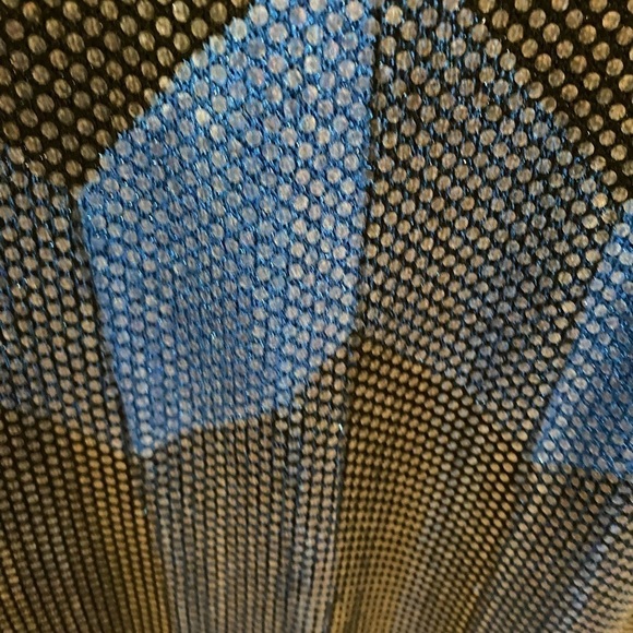 VINTAGE ST JOHN BY MARIE GRAY BLUE & BLACK KNIT DRESS MEASUREMENTS PROVIDED - Picture 5 of 8